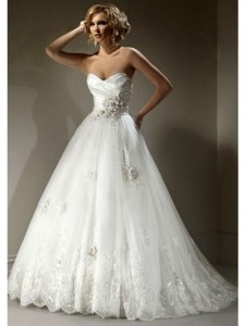 a-line_strapless_floor-length_sweep_trailing_organza_wedding_dresses